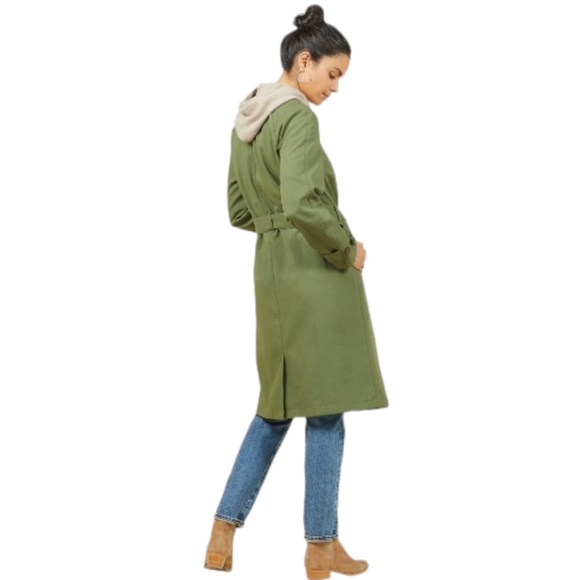 Outerknown Women's Baker Trench Coat Olive Green Size Small - Picture 4 of 11